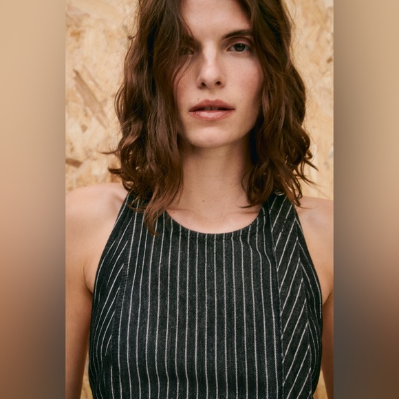 Zara Black and White Striped Halter Top - Picture 4 of 14